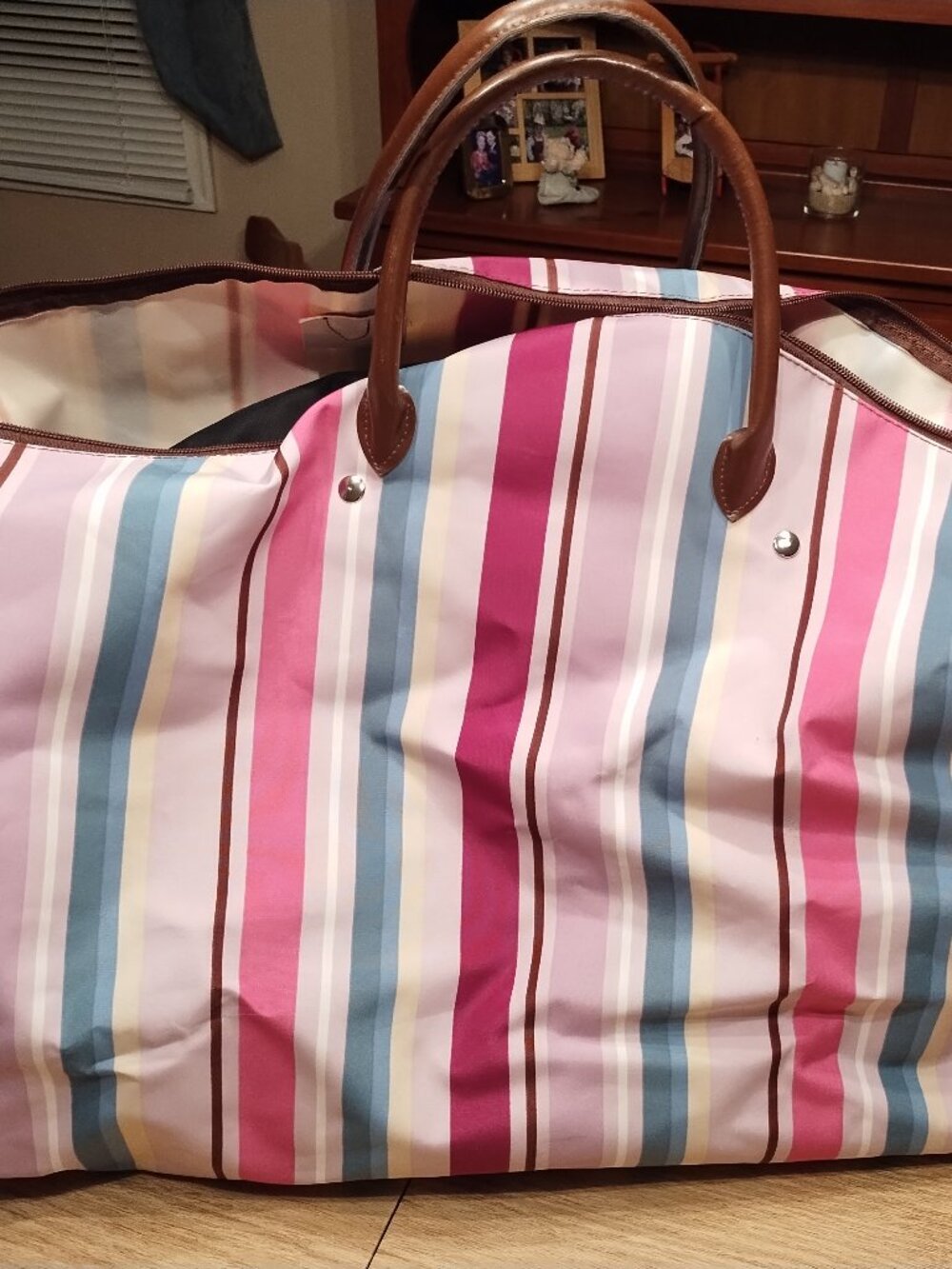 Striped Vinyl Tote